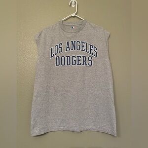 MLB Gray Los Angeles Dodgers Sleeveless T-Shirt Tank Top Size Large